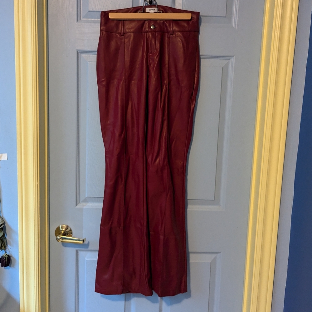 Pleather, red pants